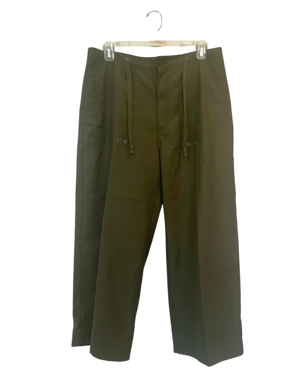 RIVETED By Lee Women's Medium Olive Green Cropped Wide-Leg Drawstring Trousers
